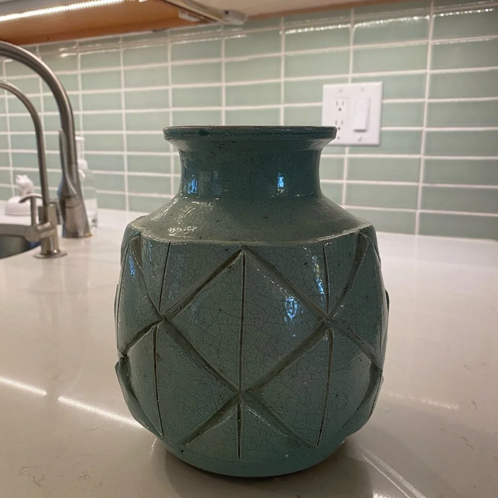 West Elm robins egg blue vase- handmade